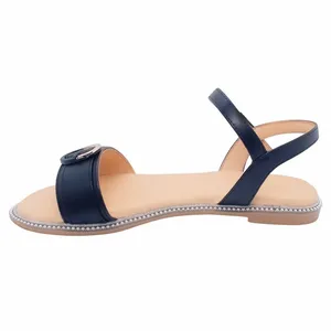 Women's Customizable Leather Flat Sandals OEM & ODM Summer Platform Shoes with Anti-Slippery Feature
