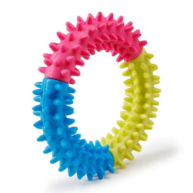 Долговечные игрушки для собак TPR, трехцветная круглая жевательная игрушка для собак и кошек