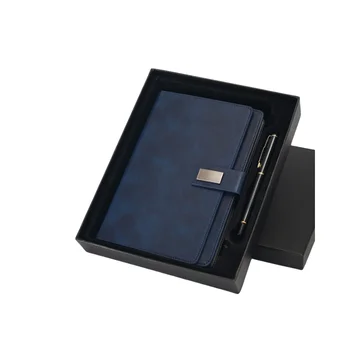 Corporate Custom Colors A5 Notebook with Usb Flash Drive Gift Box Pen Set Black Leathepunotebook Paper Material Notepad 50 Pcs