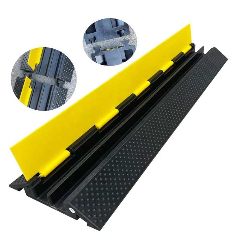 Rampe en caoutchouc PVC à dépose directe Rampe protectrice à 2 voies Protège-câbles Bosses Couvertures