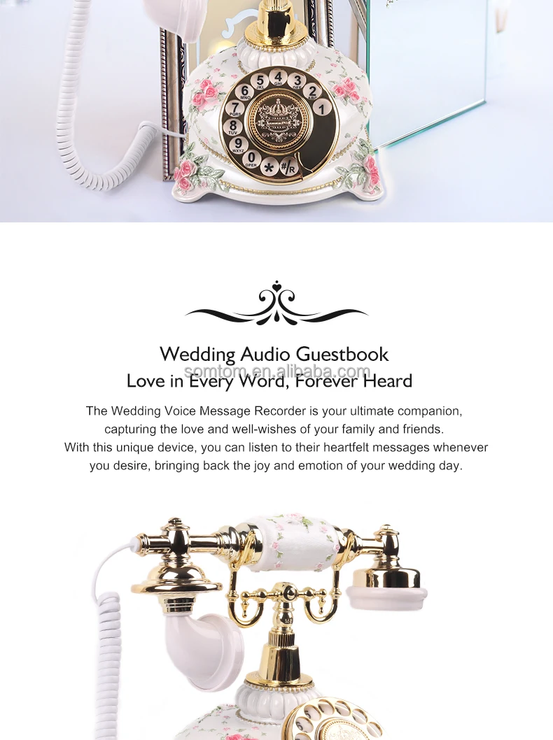 Vintage Antique Audio Guest Book Phone Rotary Retro Telephone Guestbook