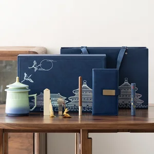Chinese Style Forbidden City Gift Notebook Business Gift Set Bookmark Teacup Unique Corporate Gift Sets with Logo