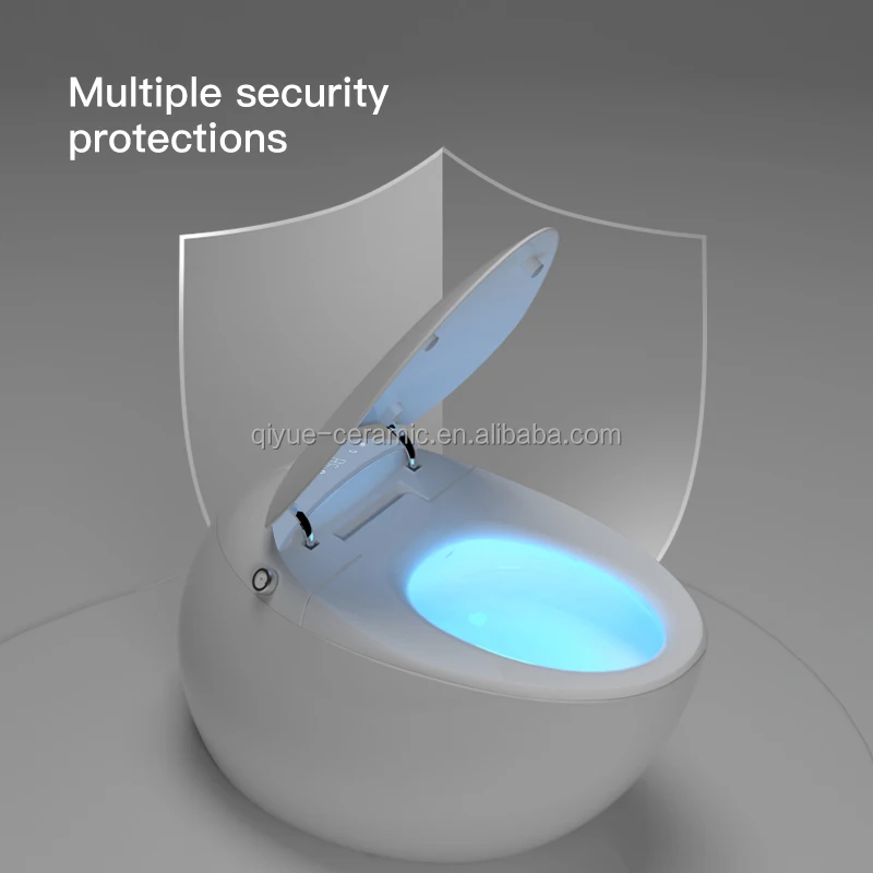 New Style Voice Control Automatic Flushing Electronic Intelligent Wc Egg Shape Bathroom Round Smart Toilet