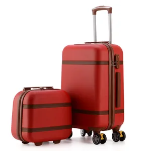 Custom Logo Red Carry on Travel Suitcases 2 Pcs Trolley Luggage Bag Sets With Mini Case