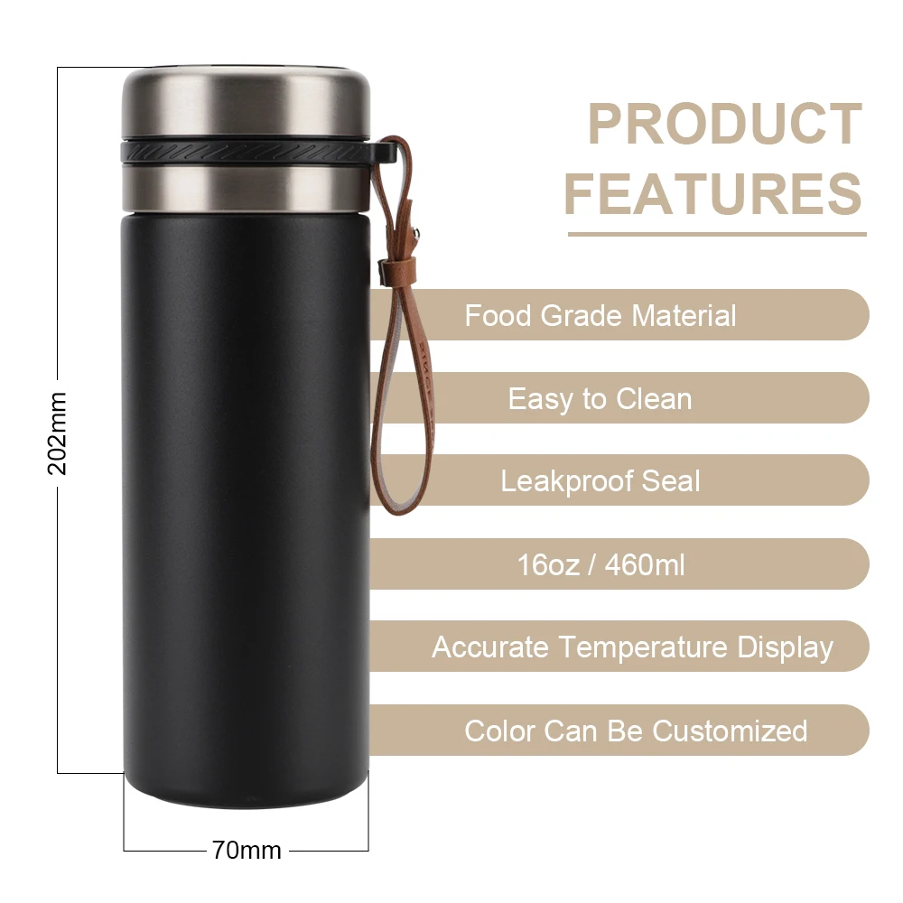 High Quality Smart Water Bottle with LED Temperature Display Double Wall Stainless Steel Vacuum Insulated Thermal Flask
