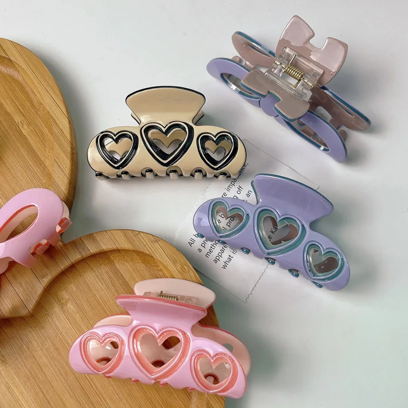 Yhj New Design Hair Claw Clips Sweet Hollow Barbie Pink Hair Clips Eco