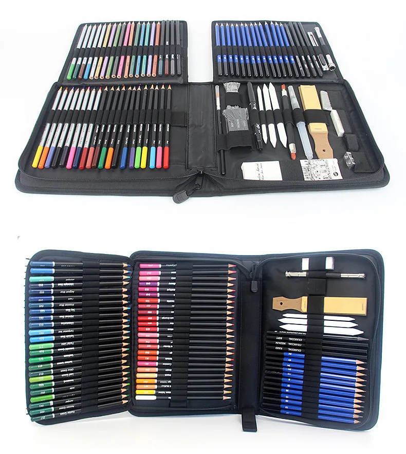 Complete Colored Pencil Set With Travel Case For Drawing & Colouring_voghion.com