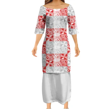 High Quality Tongan Puletasi Half Sleeve Dress Polynesian Tribal Pink ...
