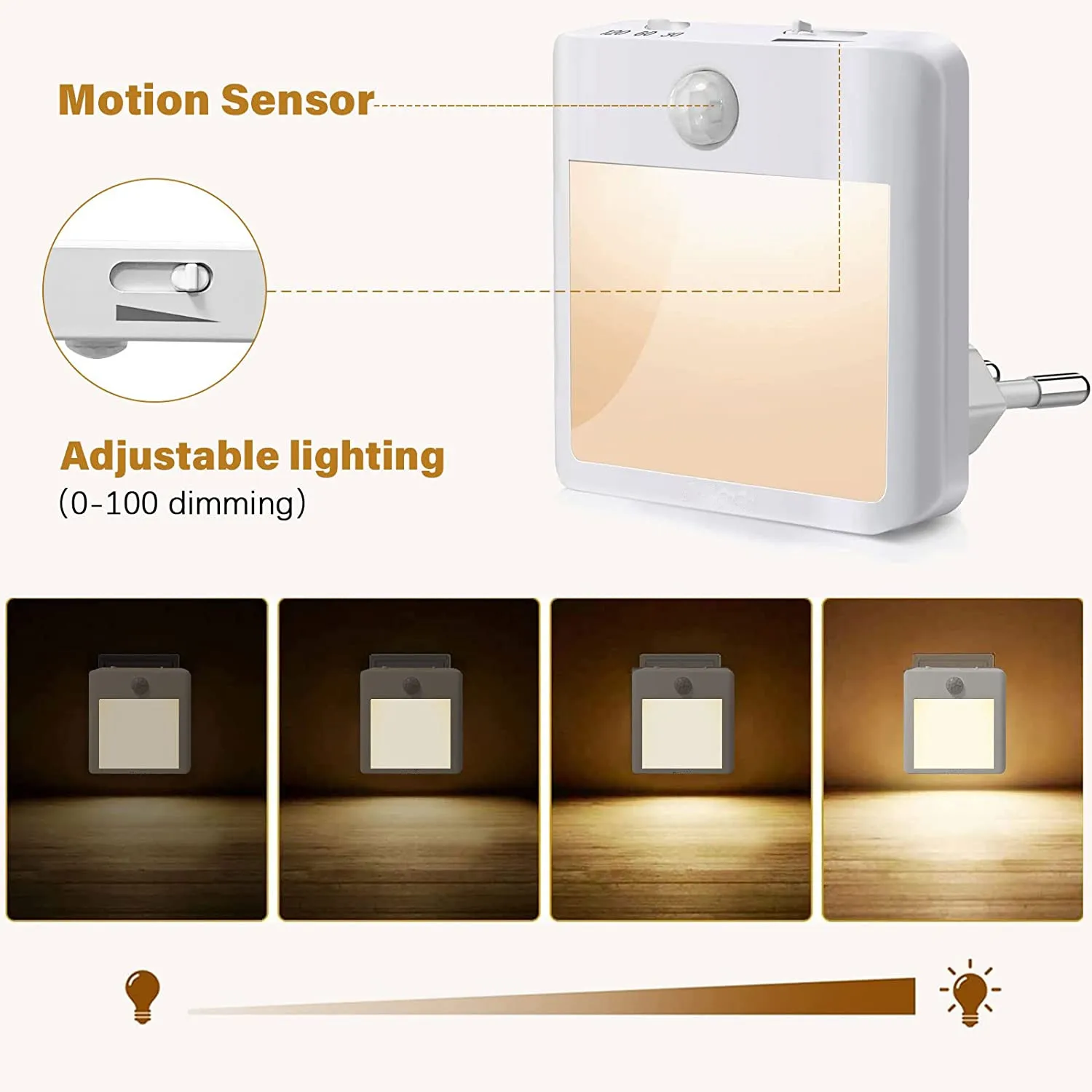 product us plug with 2 light colors led sensor night light dropship electric powered night light for wardrobe hallway closet cabinet-40