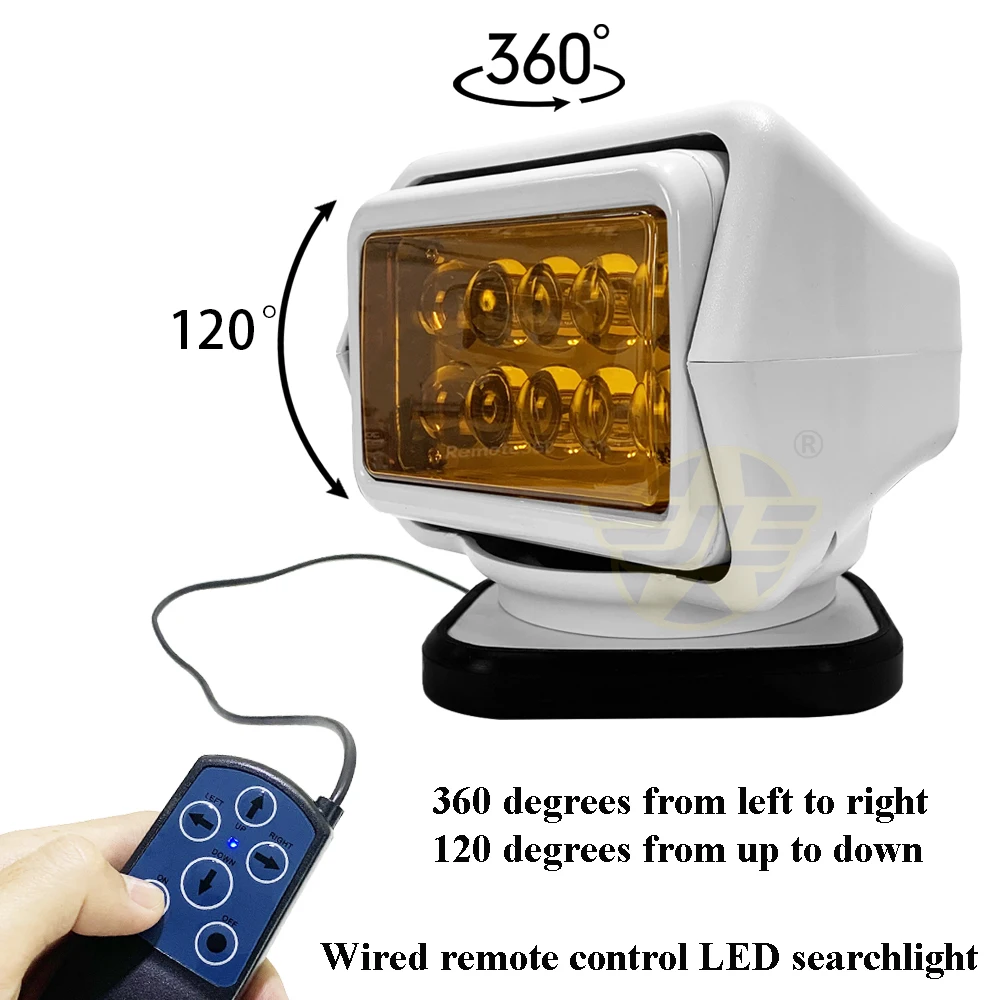 12V Car LED Searchlight 360 Degree Rotating Marine Boat Roof Top Spotlight Outdoor Camping Hunting LED Spot Beam Work Lamp