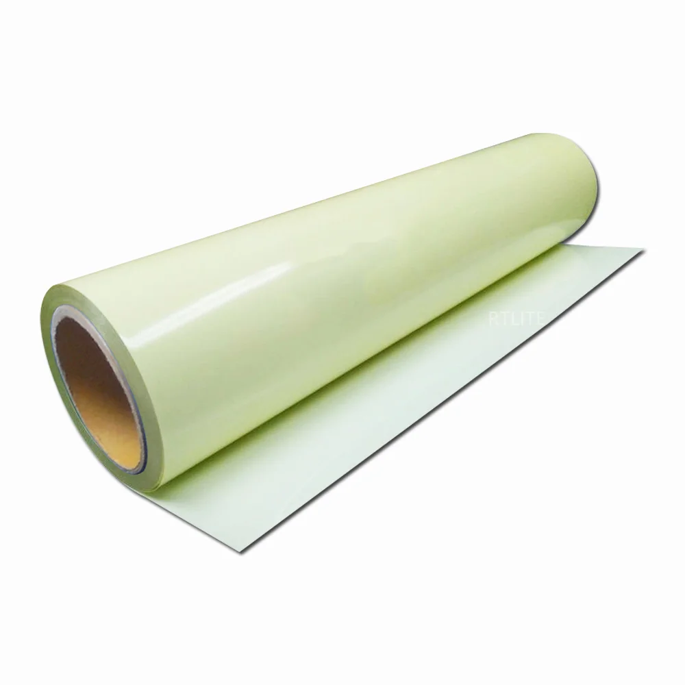 Yellow Green PET Photoluminescent Film Vinyl For Plotter Cutting 4 Hours Glow In The Dark Sticker details