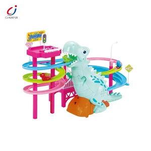 Chengji Dinosaur Racing Track Electric Musical Stair Climb Toy Set Educational Diy Assembly Dino Sliding Roller coaster Tracks