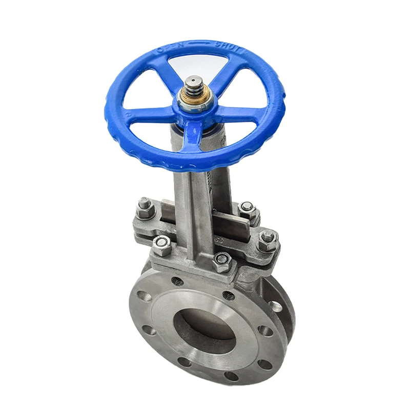 Cast Iron Stock Paper Pulp Plunger Slide Gate Valve Handwheel Operated  Slurry Wafer Knife Gate Valve