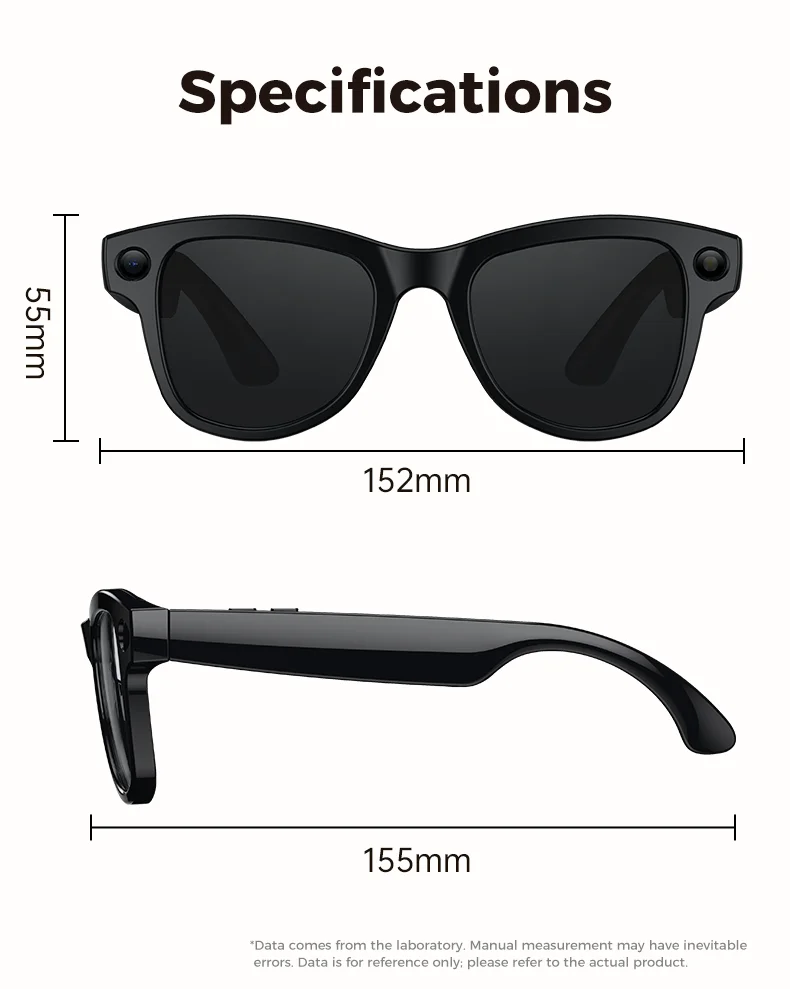 M02 800W Pixel Black Technology Smart Glasses Magnetic Charging Rechargeable Case 1080P IPX-5 Waterproof WiFi Transmission Image - Image 6