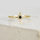 Black Diamond Fashion Ring Rings S925 Sterling Silver 8 Pointed Star Black Diamond Fashion Ring