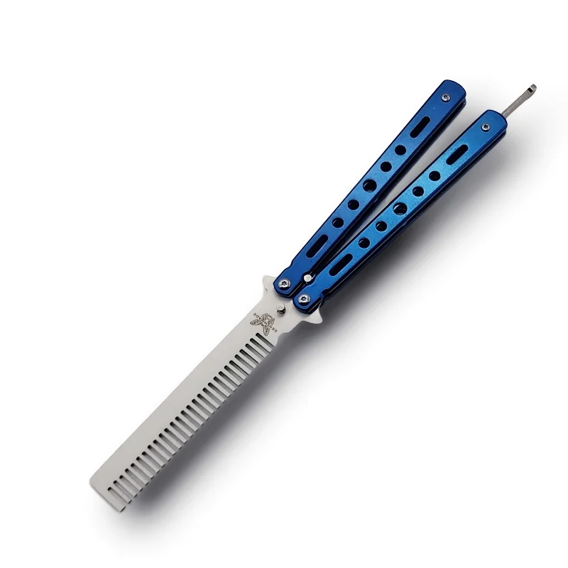 Wholesale Stock Various Colors Unsharpened Comb Knife Training Knife Stainless Steel Dull Blade Comb Exercise Butterfly Knife