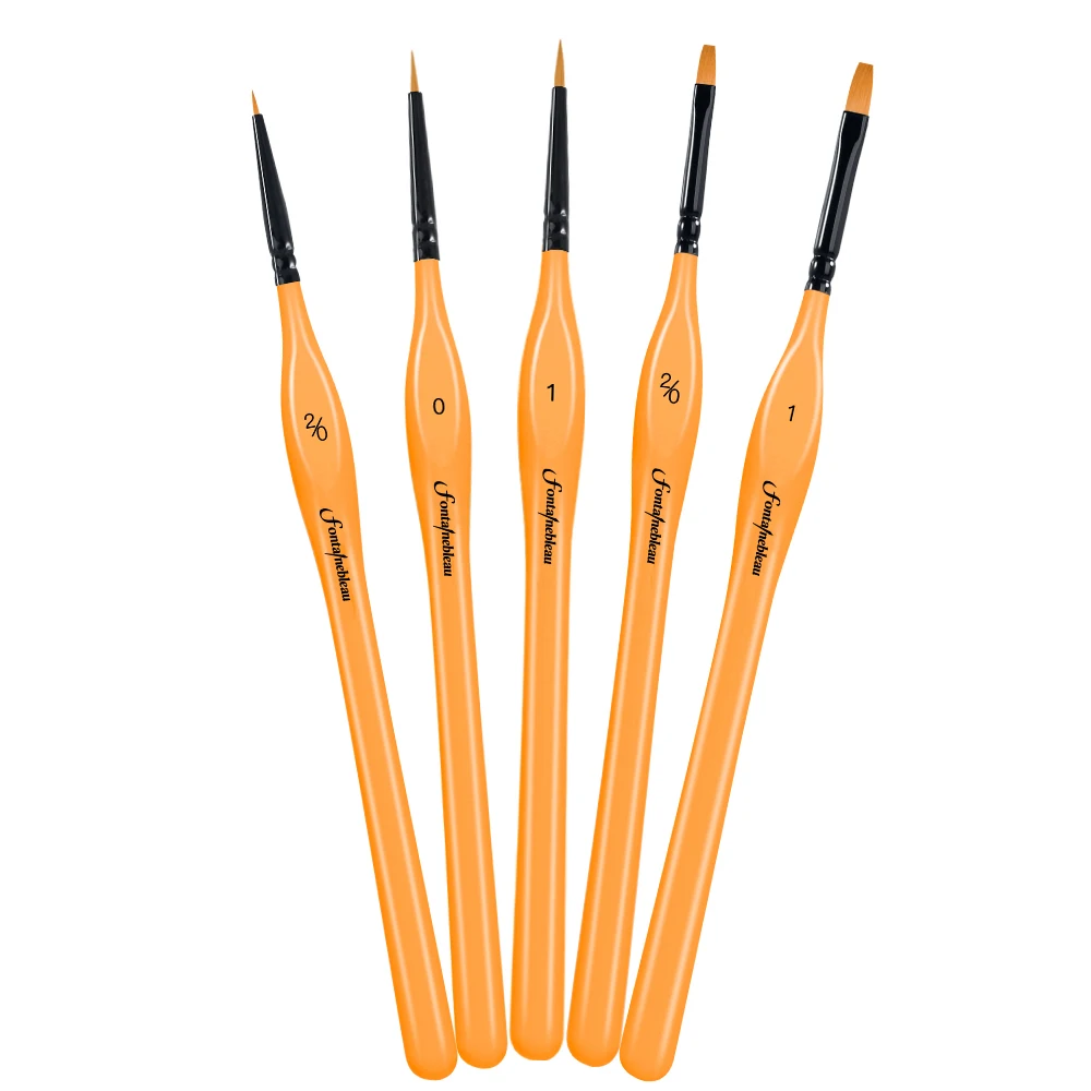 Wholesale Orange Wood Handle Round Keyboard Brushes Size 00 Flat Detail Lube Brush for Keyboard Switches