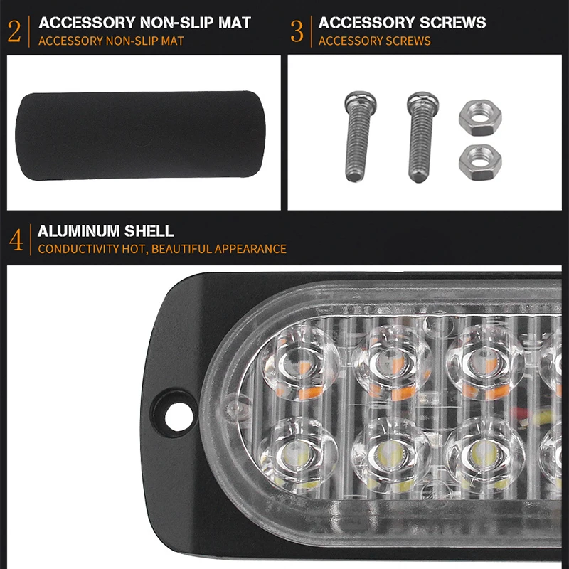 Lampeggiante LED 12V/24V Rotondo Bianco - Emergency Strobe Per Auto E Moto