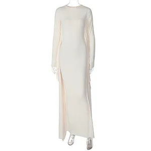 Round Neck Irregular Dress Loose Batwing Long Sleeve Dress Sexy Wholesale Fashion Bodycon Simple OEM Formal Evening Dress