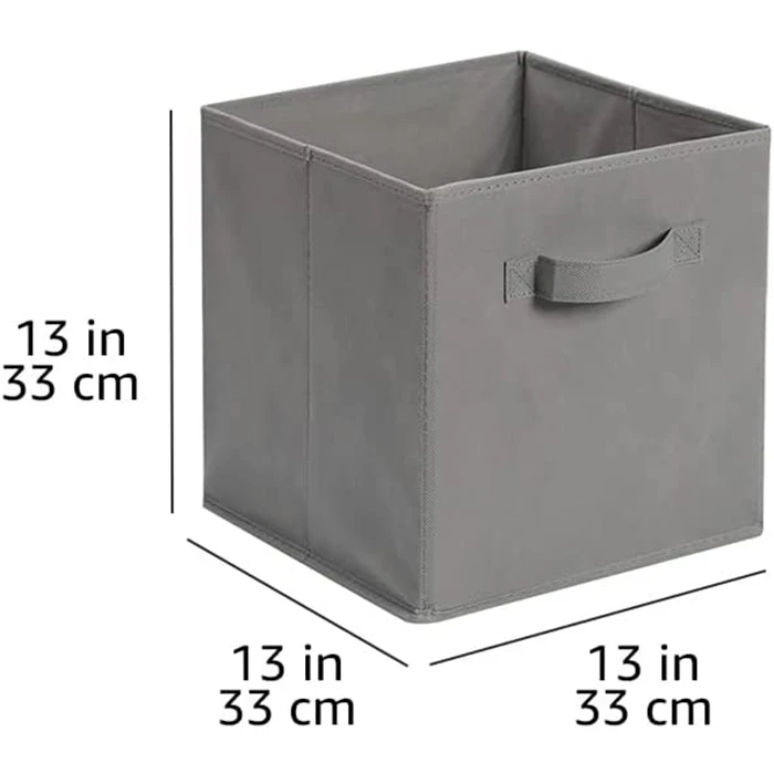 Duoyou Collapsible 13 Inch X 13 Inch Fabric Storage Cube Bins Wardrobe Grey Storage Boxes With