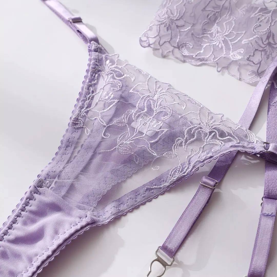 New Arrival In Stock Honey Sexy Chain Purple Bra And Panty Set Woman ...