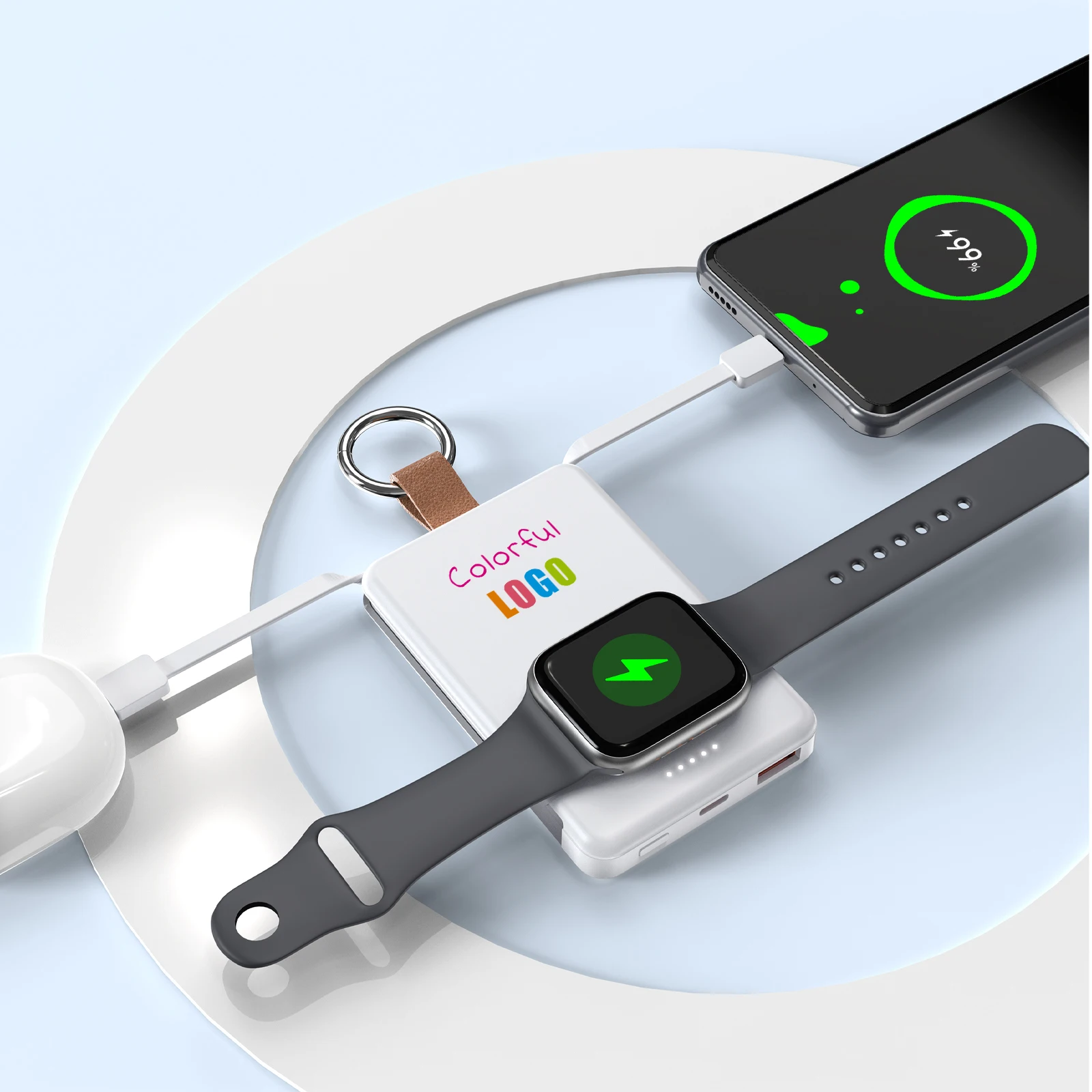 Newest Small Portable Mini Power Bank Emergency Wireless Charger Power Bank  with Watch Charger Keychain Portable Power Bank