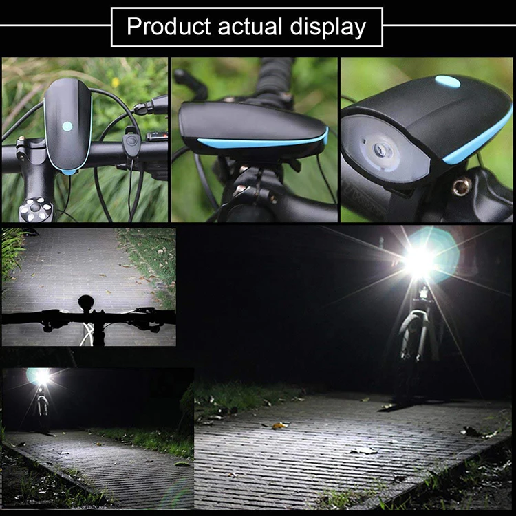 Super bright led bike bicycle horn light set front headlights USB rechargeable dustproof waterproof safety light factory