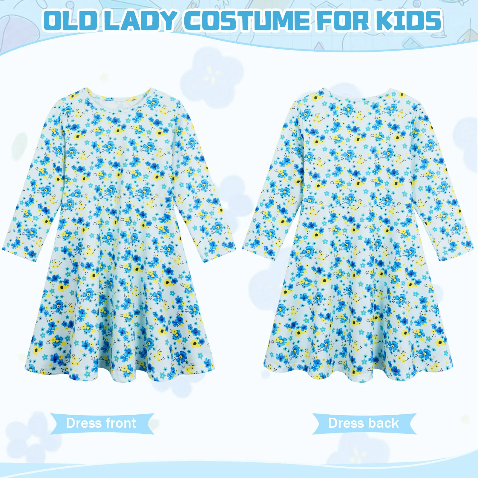 100 Dias de Trajes Escolares Vestido Floral Manga Longa Crianças Velha  Senhora Traje para Meninas Halloween Cosplay Avó Dress up Outfit|  Alibaba.com, image size:1600x1600
