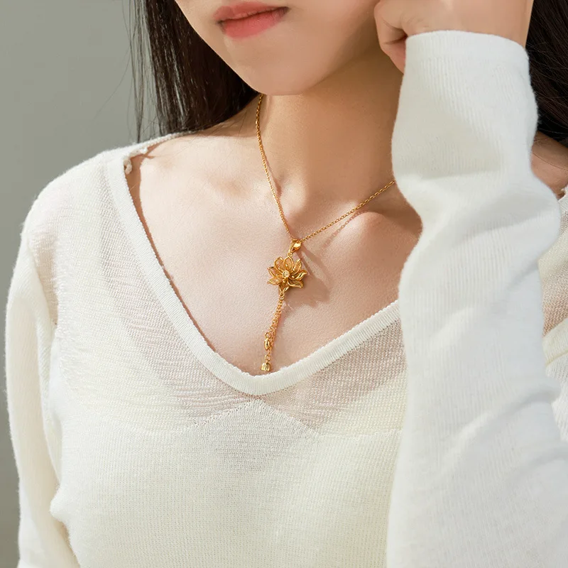 Xuping Jewelry Wholesale Dubai Wedding Bridal Jewellery Fashionable Heart Flower Charm 24K Gold Plated Link Chain Women Necklace