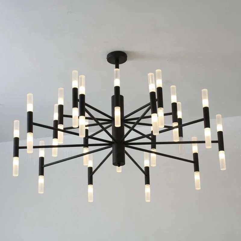 Modern Fashion Designer Black Gold Led Ceiling Art Deco Suspended Chandelier Light Lamp for Kitchen Living Room Loft Bedroom