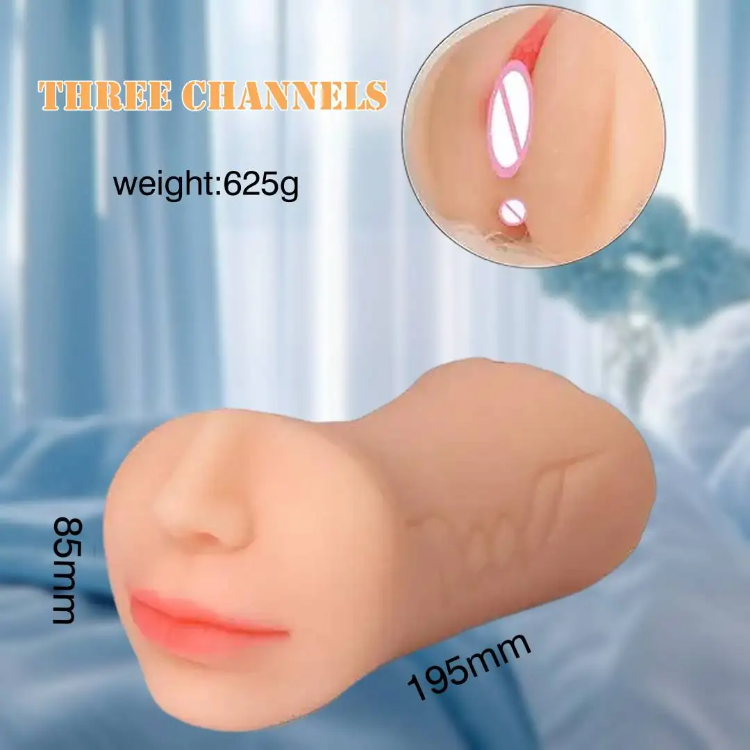 sex intercouse toy XLN 3-in-1 Men's Masturbator Dildo Sex Toy Flesh Brown Waterproof Plastic  Rubber Vagina for Anal and Vagina Intercourse