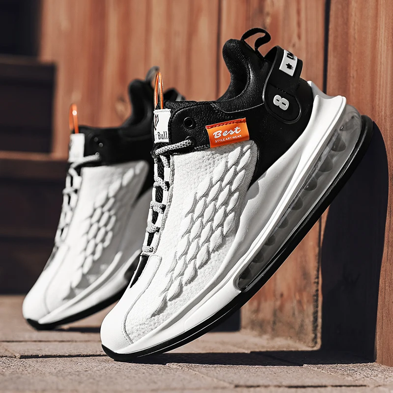 Новые модные дышащие сетчатые кроссовки с воздушной подушкой, повседневные белые, черные кроссовки, спортивные мужские кроссовки без шнуровки с высоким берцем на заказ