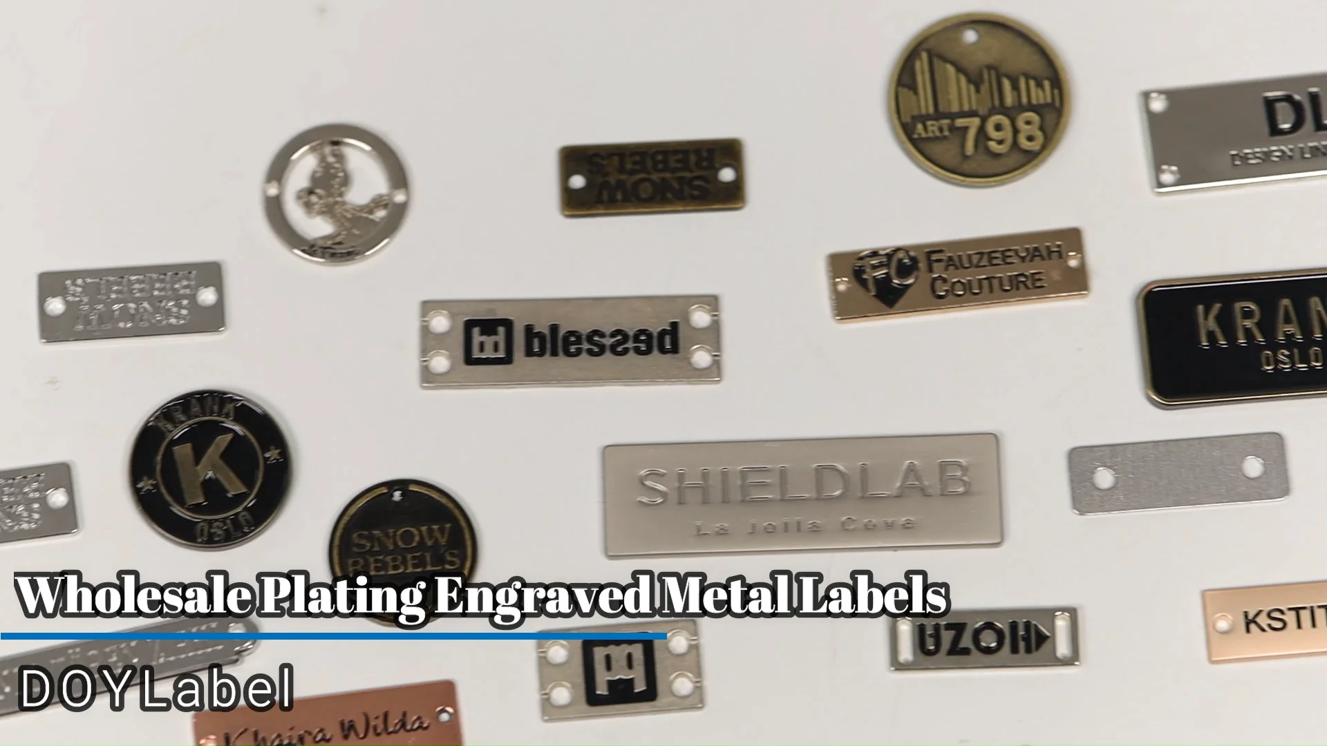 Die Stamping Custom Brand Name Logo Metal Plated Labels For Clothing