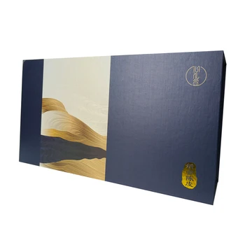 custom luxury handmade flip top large blue cardboard paper magnetic closure packaging rigid gift box with insert