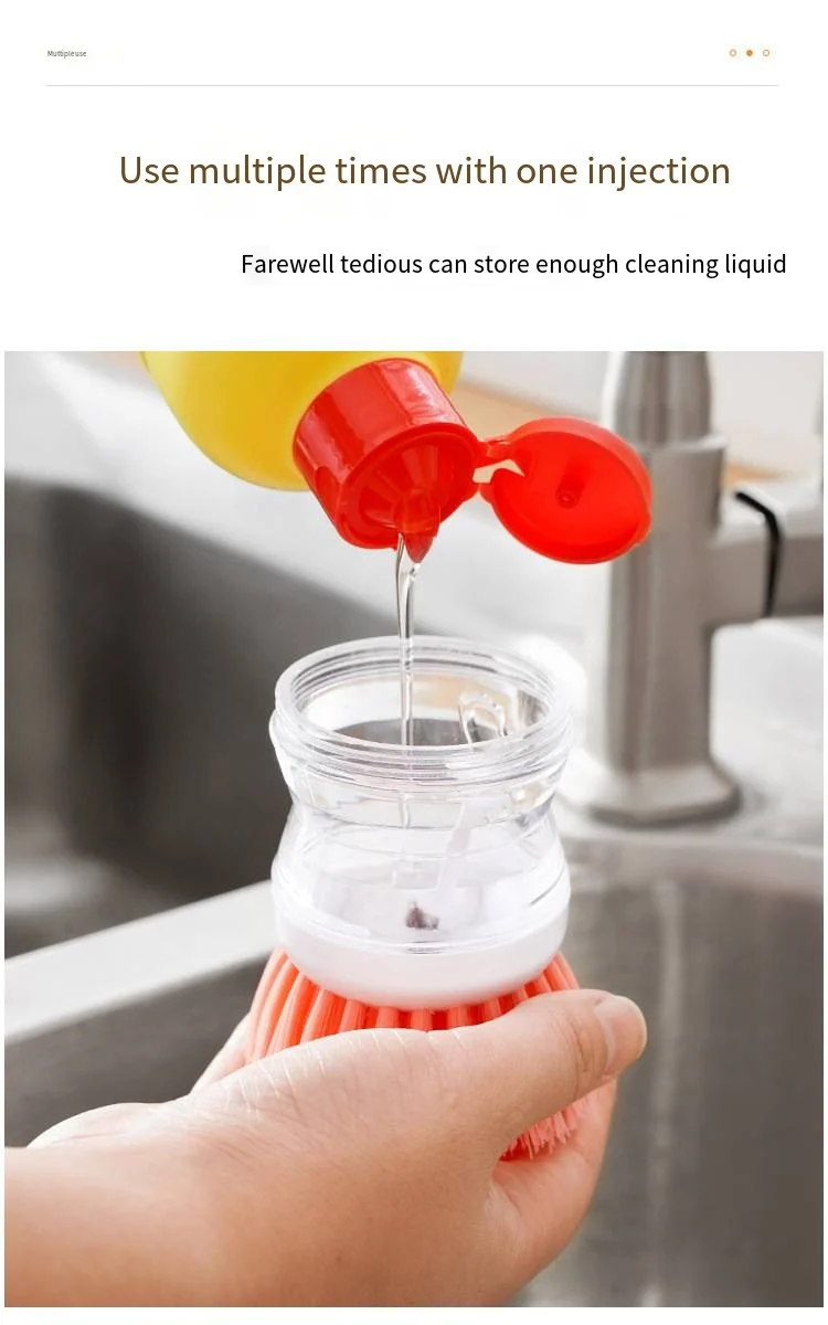 Liquid washing brush Press type automatic kitchen cleaning brush Household multi-functional decontamination cleaning brush supplier