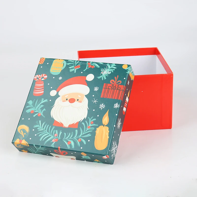 Fabrikksalg i større mengder – tilpasset julegavepakking med stiv bunn og lokk, matt laminert papirboks med präge- og trykkutforming for jul