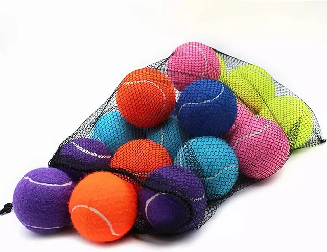 12 Colorful Hot Selling Rubber Tennis Ball Chew Toy Training Durable 2.5 Inches interactive Pet Toy Ball