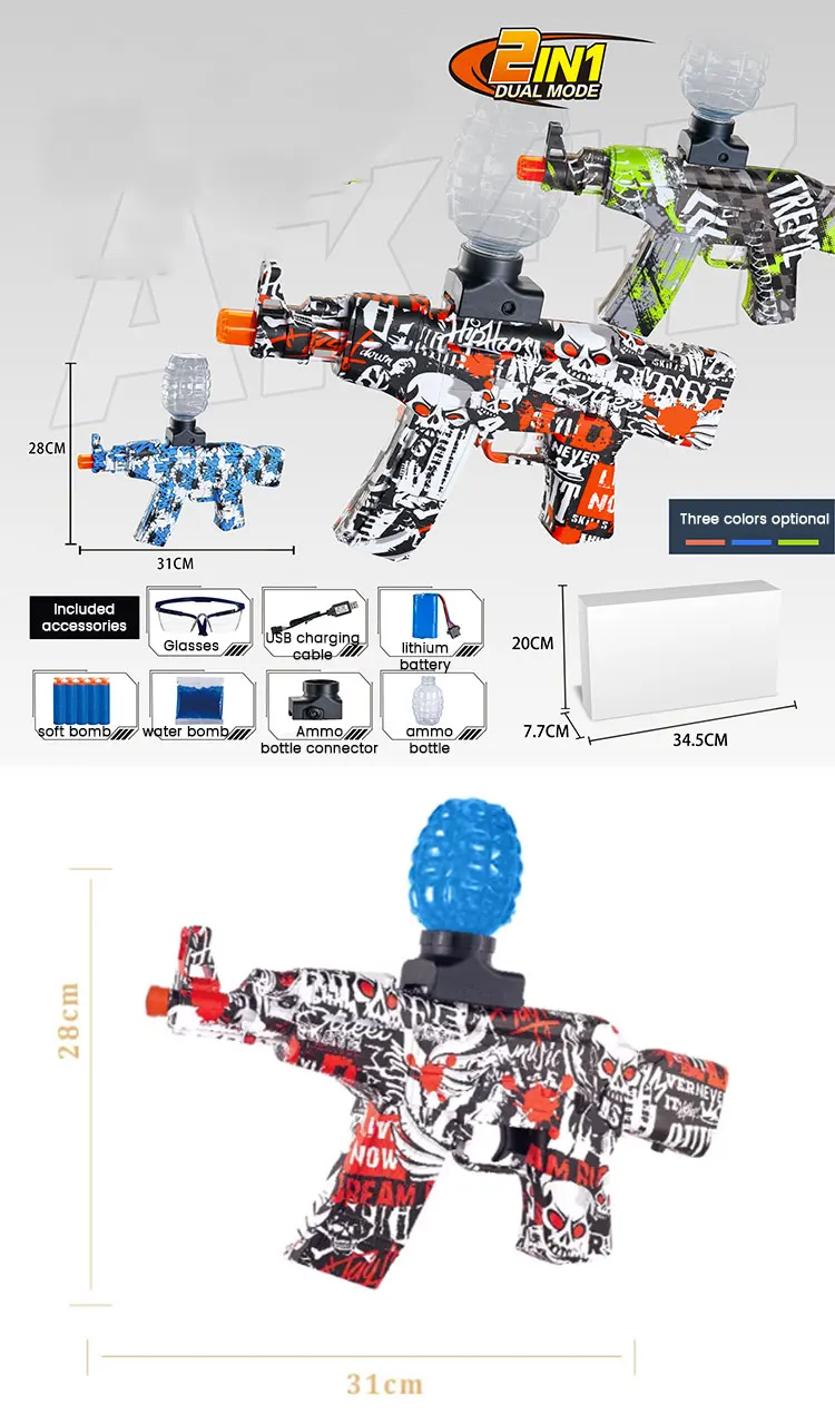 2022 Electric Spllat Splatter Ball Gun With Srb5000 Akm47 Blaster Gun