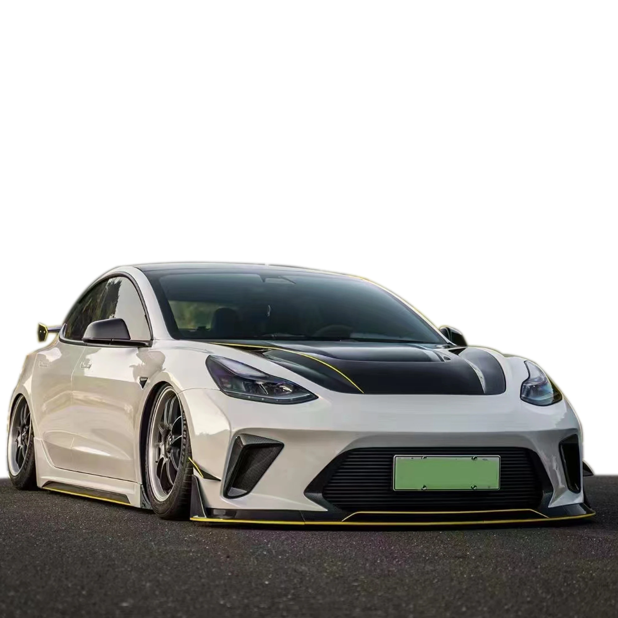 Robot Design Bodykit for Tesla Model 3 Hacker Style Front Bumper Rear Bumper Side Skirts and Hood for Tesla Model 3 Body Kit