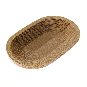 Custom Luxury Pet Lounge Recycle Oval Shaped Cat Cardboard Scratcher