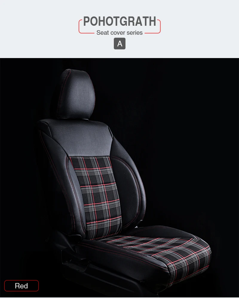 Car Seat Cover Pvc Leather With Vw Mk7 Clark Tartan Plaid Gtd Gte Gti Grey Navy Car Seat Covers 0169