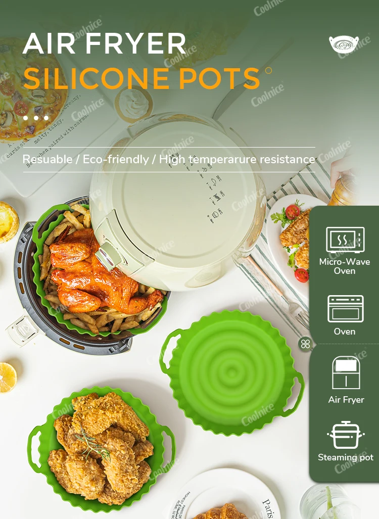Reusable Pot Silicone Airfryer Tray Easy Clean Oven Baking Round Liner