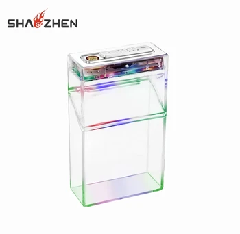 Customization Transparent Windproof Pressure-Resistant and Moisture-Proof Lighter Cigarette Case With USB Charging Lighter