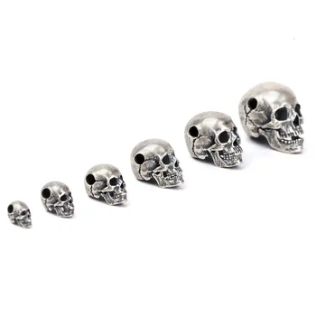 Hot selling punk 925 sterling silver multi sizes mouth movable skull beads for jewelry making bracelet charms