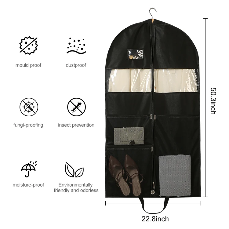 Eco Friendly Clothes Transparent Wedding Non Woven Dress Suit Dust Cover Bag Hanging Dust Garment Bag
