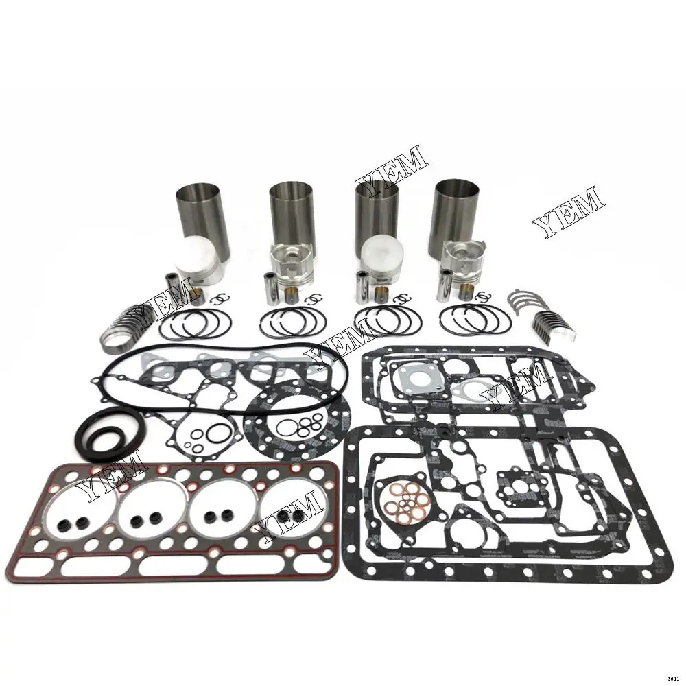 Rebuild Kit With Head Gasket Set Piston Ring Liner Main Rod Bearings Set Fit for Kubota V1902 Diesel Engine Repair Parts