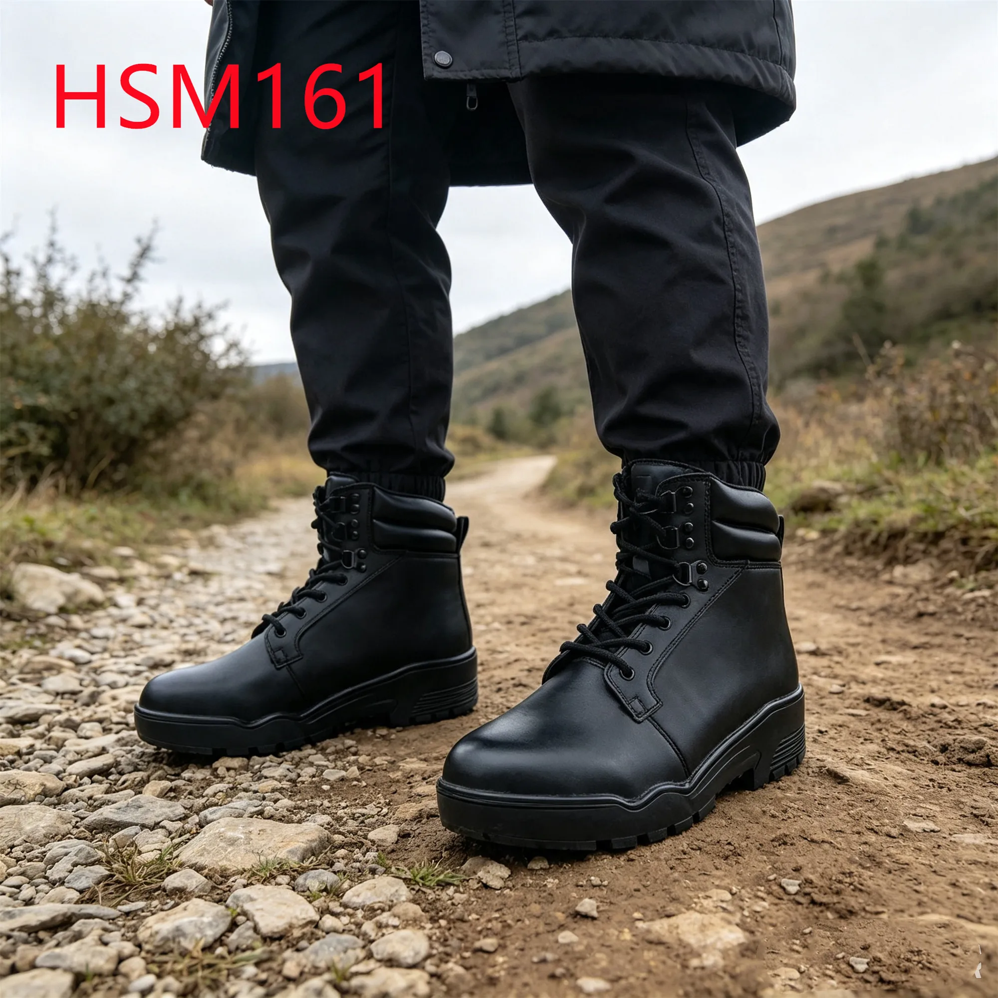 HY,Team Drill Anti-tear Full Leather Hua Singh 6 Inch Tactical Gear Boots Scuff Resistant Rubber Outsole Combat Boots HSM161