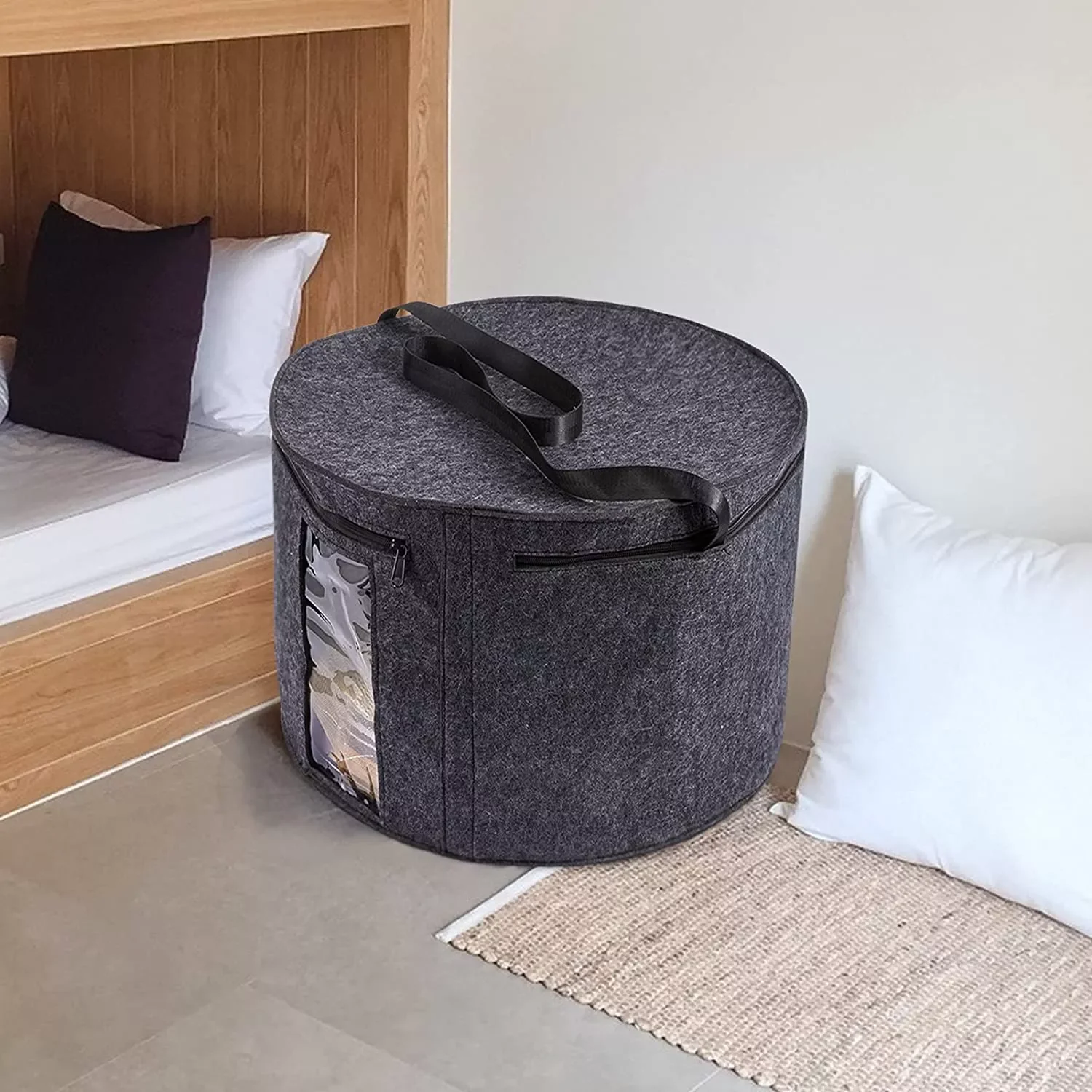 Multifunctional Portable Wardrobe Storage Basket Felt Hat Storage Box