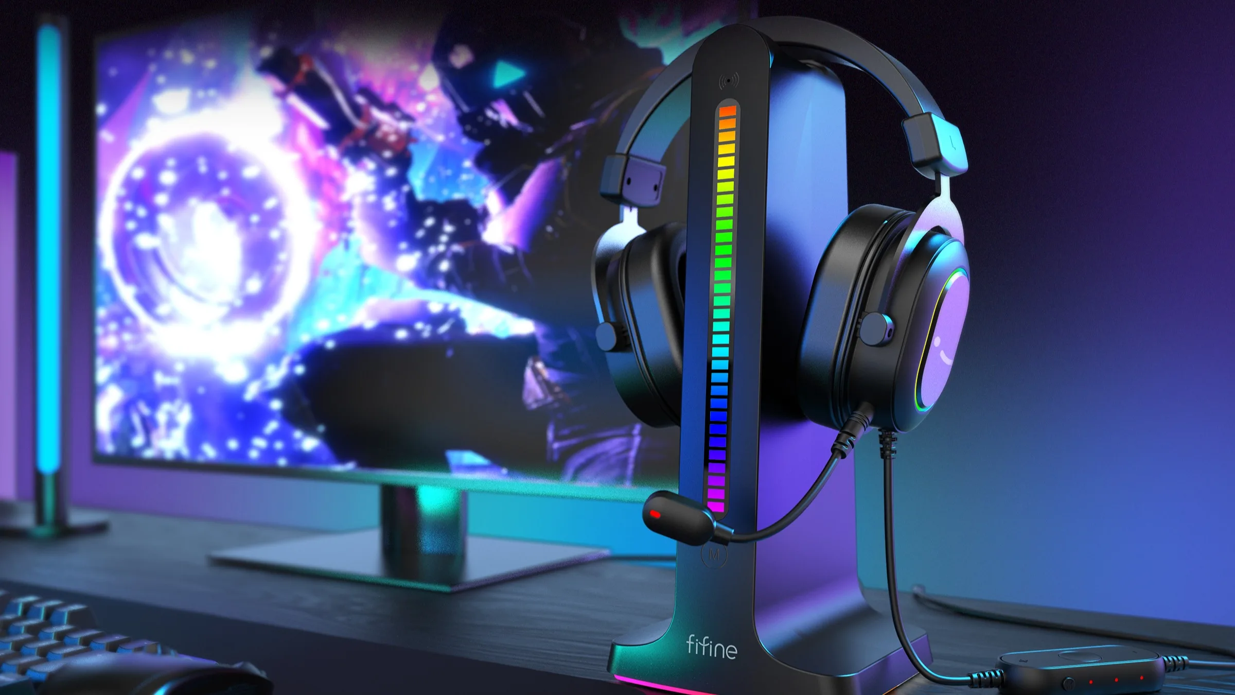 Fifine S3 Headset Holder Rhythm Recognition Light Desktop Usb Headset