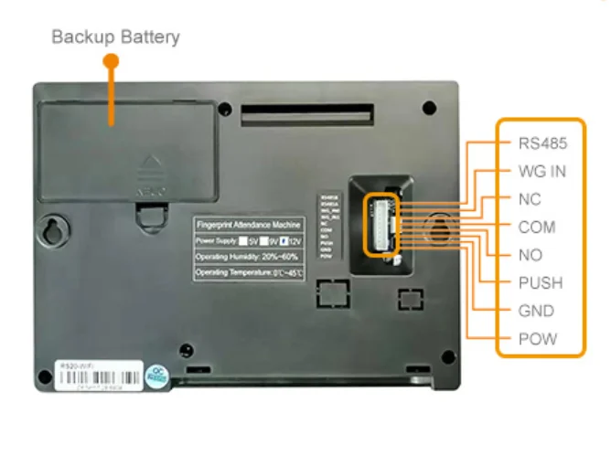 TIMY Backup Battery Finger Print Time Attendance Punch Clock Biometric Time Recording Machine